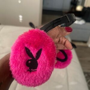 PLAYBOY Neon Pink Plush Bunny Earmuffs